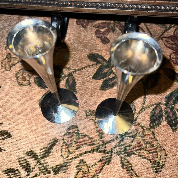 1960s Vintage Silver Solingen Germany Candlesticks Candle Holders 5" MCM Set - Picture 10 of 10